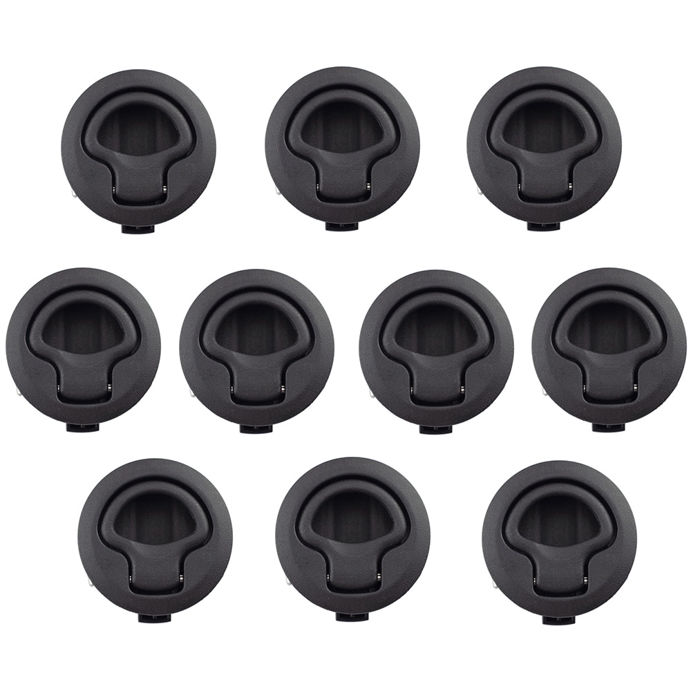 10pcs Plastic Black Round Flush Mount Hatch Flush Pull Latch Marine Lock Lift Slam Latch RV Yacht Boat Deck Hatch Door Hardware