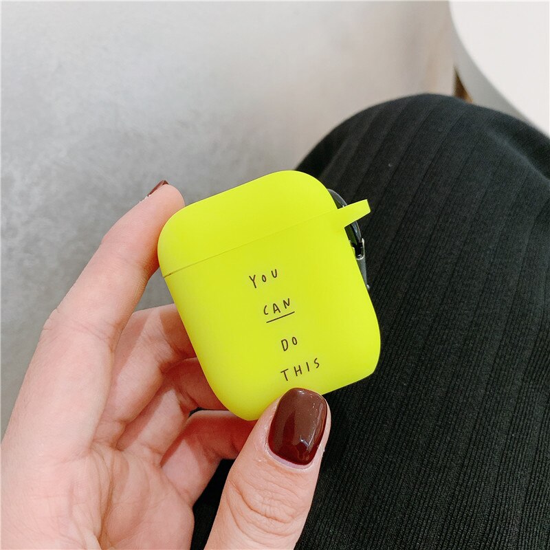 Fluorescent color Simple letter For Airpods Case Cute cartoon Bluetooth Earphone Protective Cover For Airpod 2 soft case: style 12