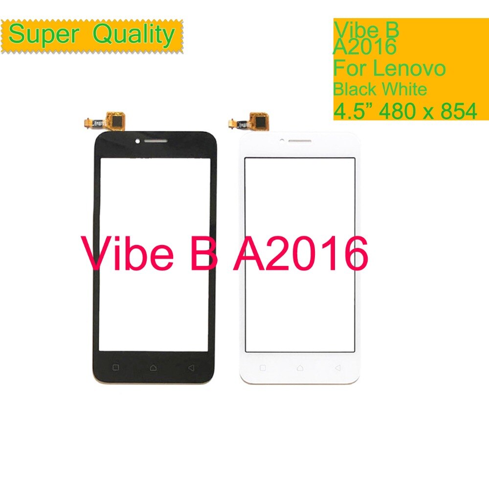 10 unids/lote para Lenovo Vibe B A2016a40 A2016 pantalla táctil digitalizador Panel táctil Sensor frontal exterior lente de vidrio VIBE B pantalla táctil