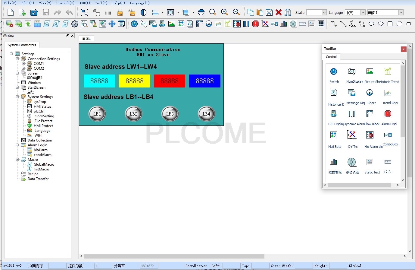 Smart Programmable Touch Screen HMI 4.3 Inch TFT LCD RS232 RS485 Modbus RTU Color Display Wall Touchpad 480*272 Free Examples