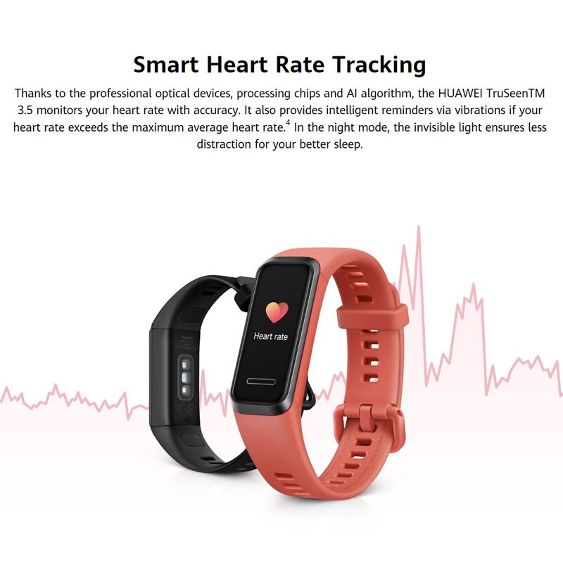 Original HUAWEI Band 4 Smart Band 0.96 inch Proactive Health Monitoring Heart Rate USB charging