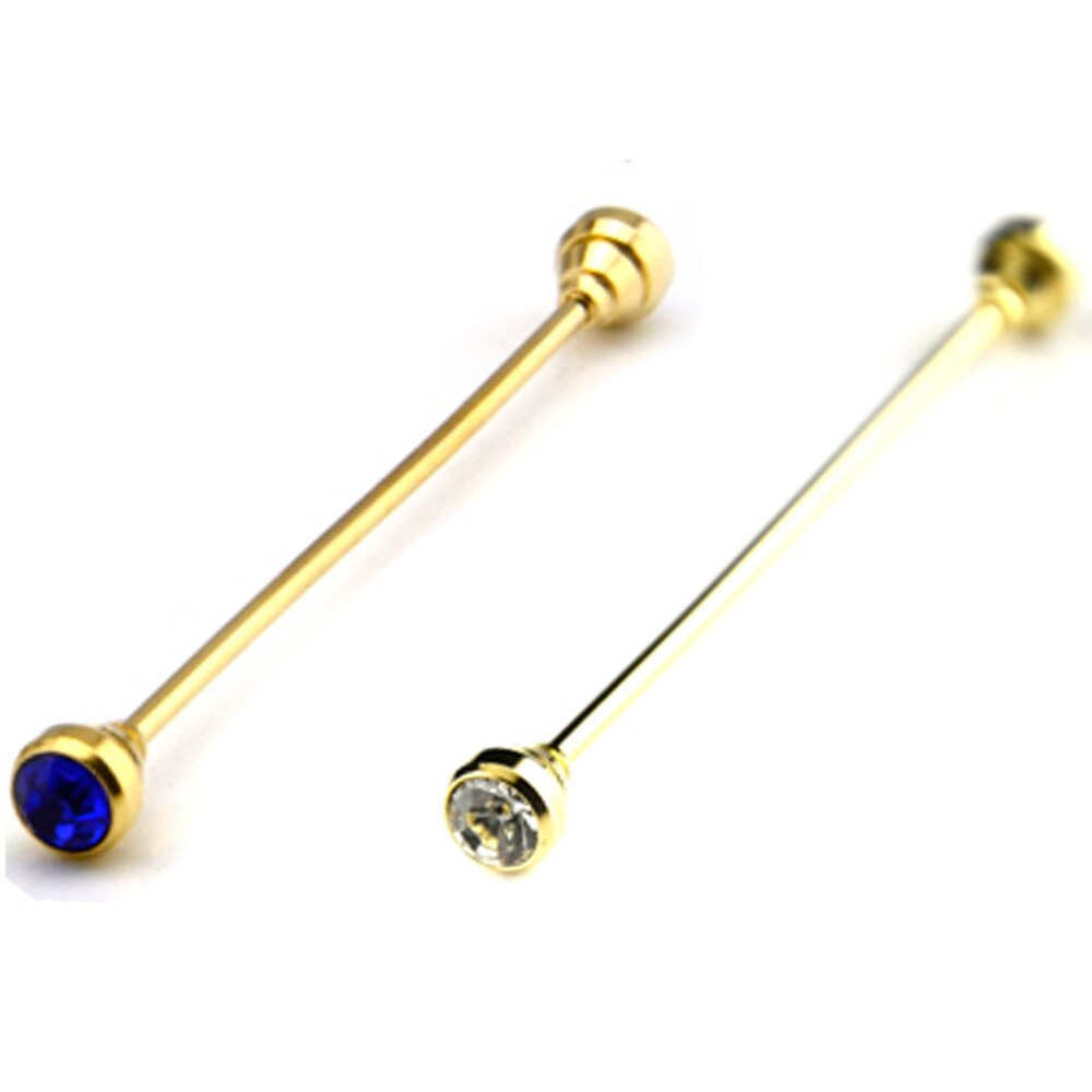2 Packs Men Shirt Collar Pin Gold Color Necktie Tie Clip Bar Business Brooch BWTZF0005A: Royal Blue White