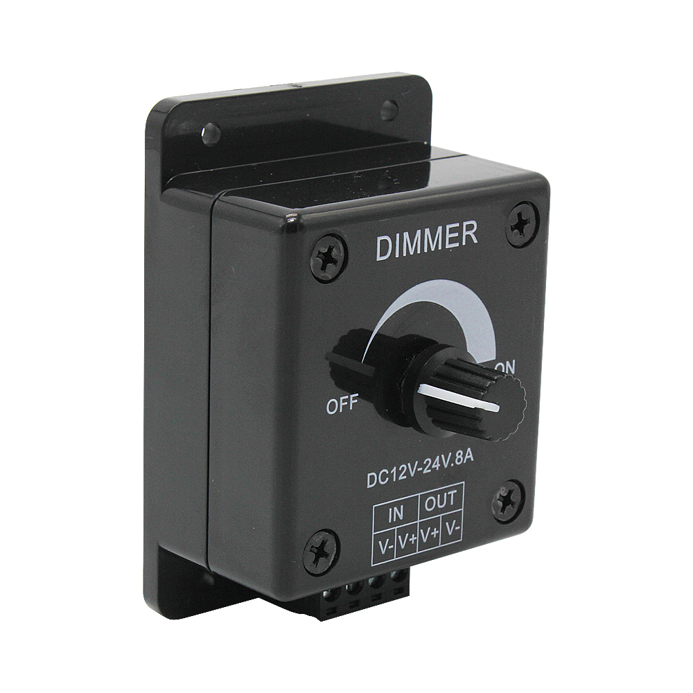 1 st led dimmer switch 8a dc 12v 24v justerbar ljusstyrka pwm dimkontroll för led strip ljus band: Svart
