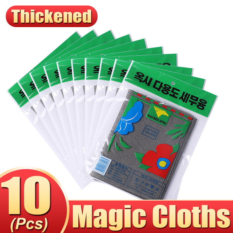 Thickened Magic Cleaning Cloth No Trace Reusable Microfiber Washing Rag Car Window Glass Wipe Towel Kitchen Clean Tool: Red / 3pcs