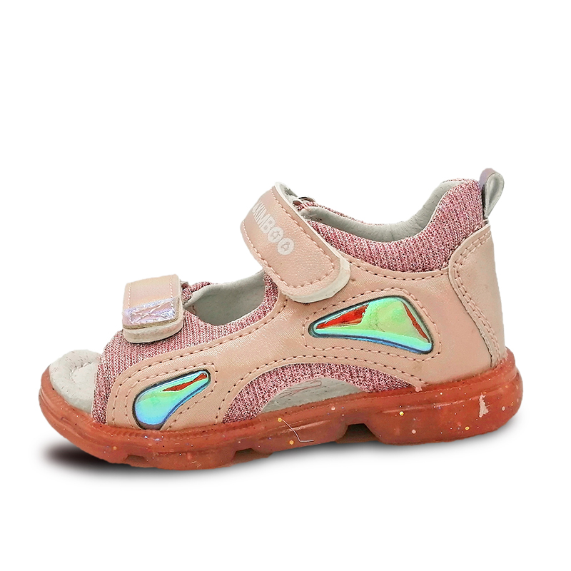 Sandali per ragazza ortopedici con supporto ad arco con paillettes in pelle PU scarpe per bambini rigide posteriori 13.2-16.2cm, scarpe per bambini antiscivolo