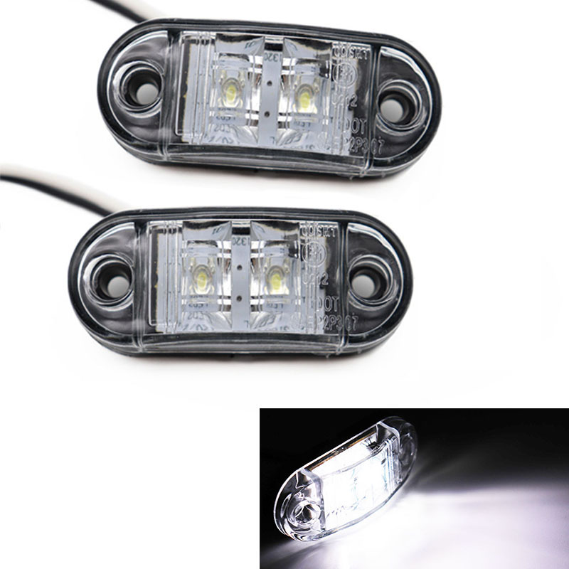 2 uds 12V/24V luces LED de posición lateral luces externas de coche luz trasera de advertencia lámparas de camión de remolque de coche color blanco