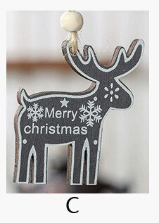 Kerst Houten Geschilderde Elanden Kleine Boom Hanger Dress Up Opknoping Print Houten Boom Ornamenten