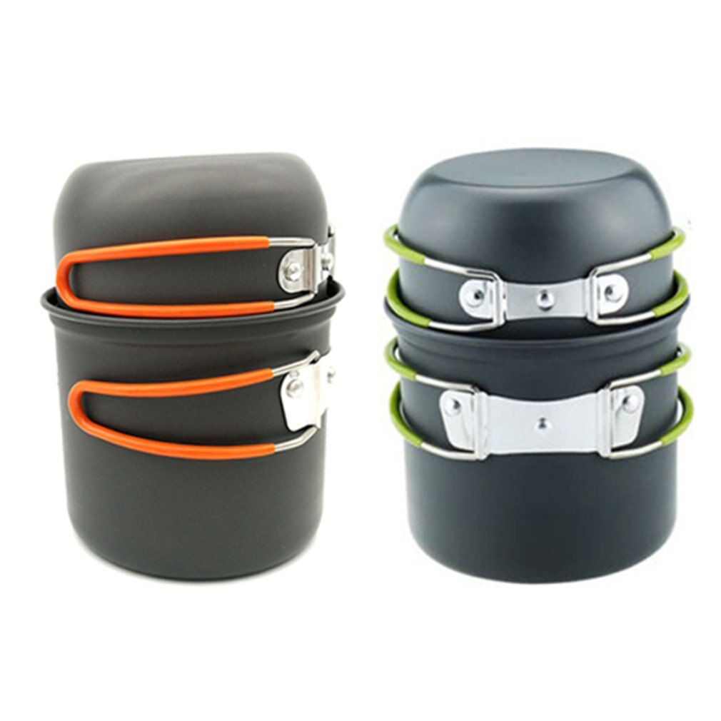 Outdoor 1-2 Person Portable Anodized Aluminum Alloy Camping Set Pot Hiking Backpack Cookware Pot