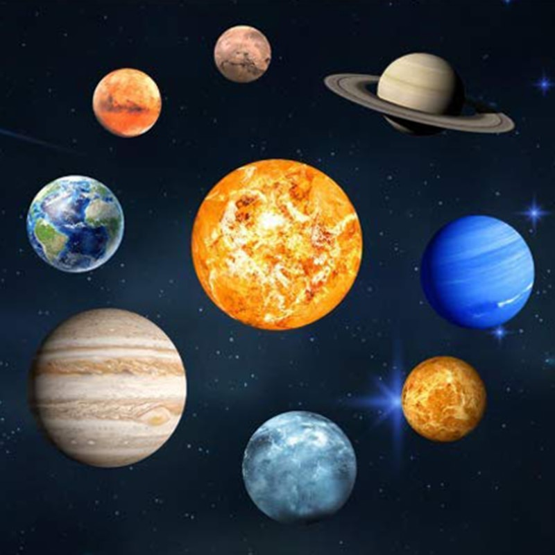 9 st/set 9 planet solsystem fluorescerande väggpinne universum planet galax barnrum sovrum lysande väggklistermärken
