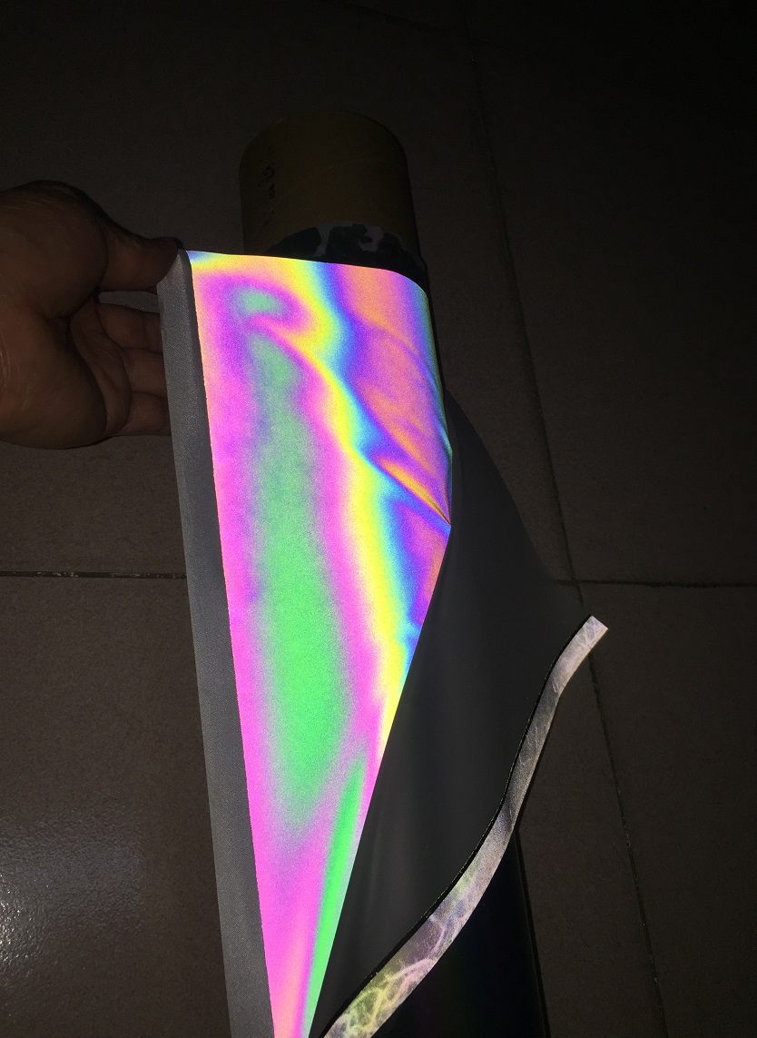 5cm*100cm iriserende reflekterende fluorescerende magisk farve klud variabel farve strålende reflekterende lys fiber stof