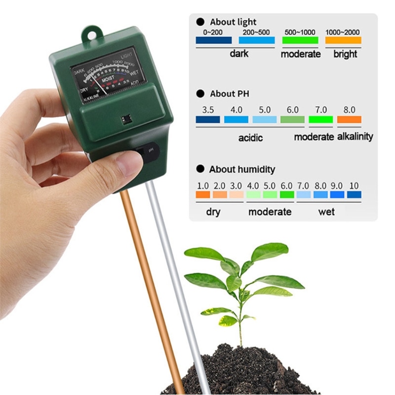 Outdoor Soil Moisture Measuring Sensor Tester Humidity Hygrometer Hydroponic Gardening Water Plant Flower Soil PH Tester Meter