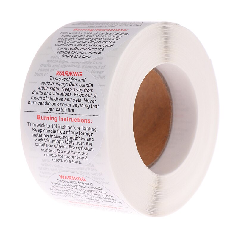 500pcs/roll Candle Warning Stickers Candle Jar Container Labels Waterproof Wax Melting Safety Stickers for Candle Jars