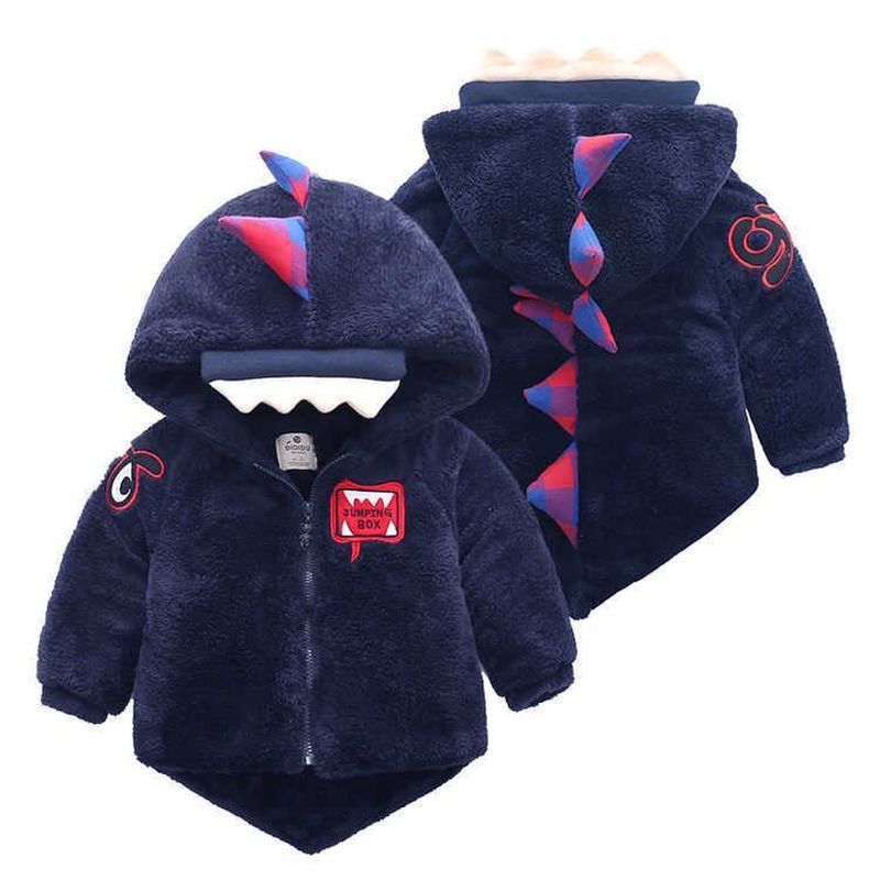 Children's Dinosaur Wool Cotton-padded Coat Warm Fleece Boys and Girls Clothes 1-7 Years Old Thickened Autumn/Winter Kids Coat