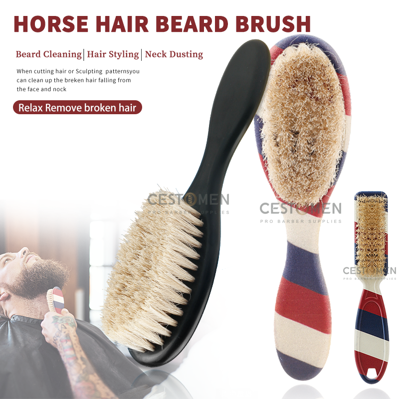 cepillo de afeitar para peluquero, cepillo para quitar el cuello, cepillos de pelo de caballo, herramientas de estilismo para limpieza de salón de bigote facial