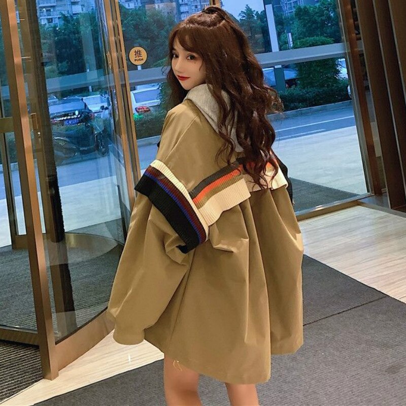 Basic Jackets Autumn Popular Patchwork Korean Style Zipper Loose Streetwear Bf Ulzzang Harajuku Retro Outwear Students Chic