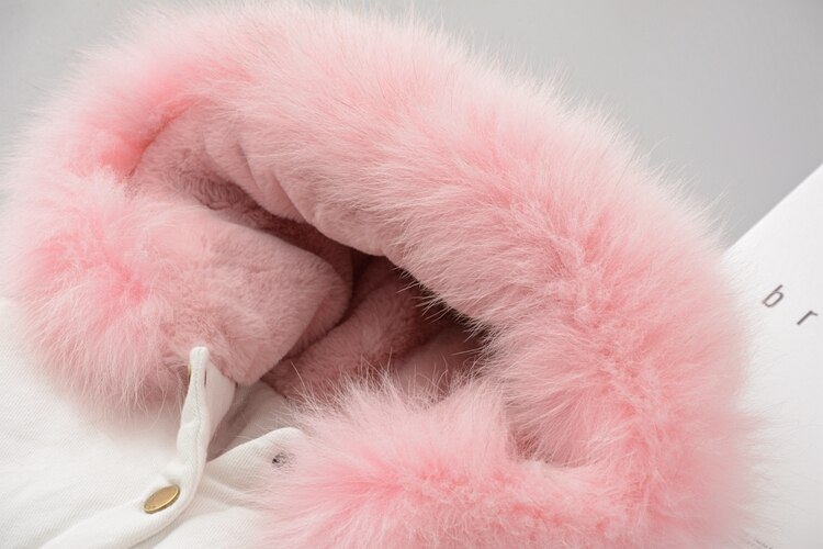 Dikke Warme Baby Boy Jassen Bont Kap Kinderen Parka Jeans Meisjes Winter Jas Kleding Denim Baby Kind Bovenkleding Snowsuit