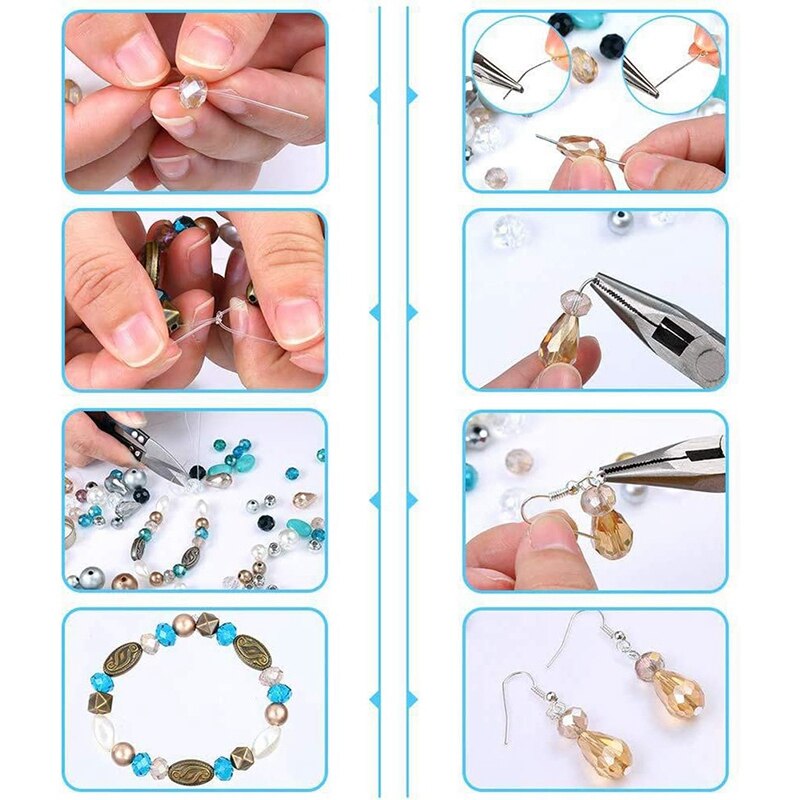 Kit DE FABRICACIÓN de joyas para suministros para hacer pulseras completas con estuche resistente para pulseras, fabricación de pendientes, gran