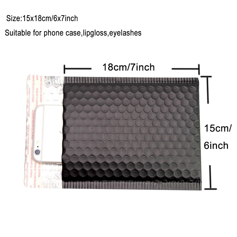 10PCS Schwarz Metallic Gepolsterte Mailer Porto Mailer Kleidung Schuhe Beutel Folie Blase Umschläge: Matte-15x18cm