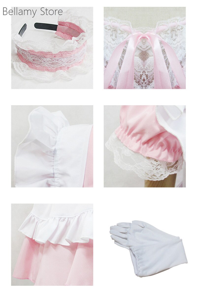 Limited Japan super cute sweetheart Pink theme uniform Maid Dress