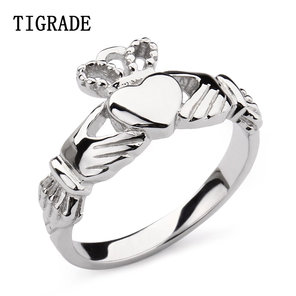 Hand Herz Crown Claddagh Silber Ring Frauen Poliert Hochzeit Band 925 Sterling Silber Schmuck Engagement Ringe Weibliche Größe 4-11: 10