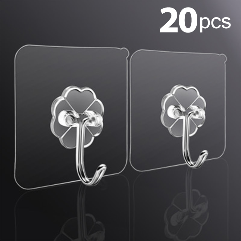 10/20 pièces 6x6cm Transparent fort auto-adhésif porte cintres muraux crochets aspiration lourde charge support ventouse pour cuisine salle de bain