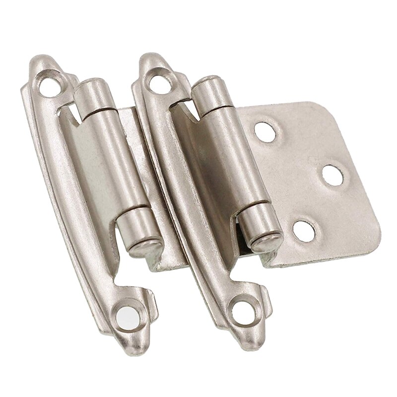 -Lot Of 25 Pcs Self Closing Overlay Flush Cabinet Hinge - Satin Nickel Self closing, semi-concealed, variable overlay hinge: Default Title