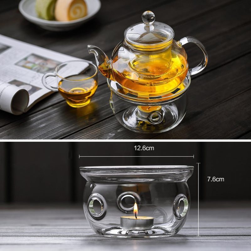 Heating Base Coffee Water Tea Candle Clear Glass Heat-Resisting Teapot Warmer