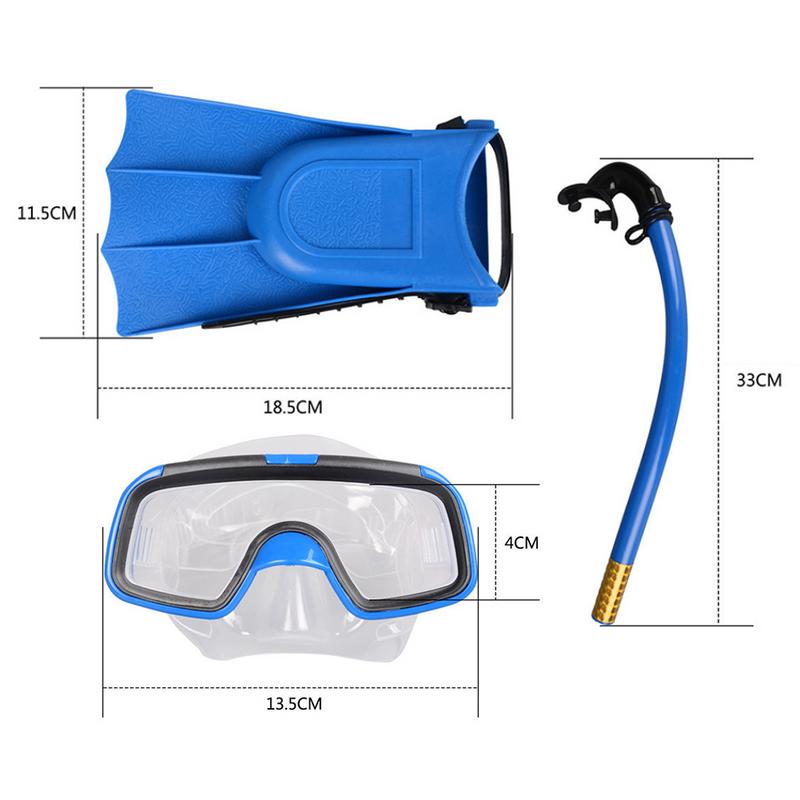 3Pcs Set Droge Type Snorkel Bril Duiken Bril Zwemmen Vinnen Voor Kinderen Kid Jongens En Meisjes