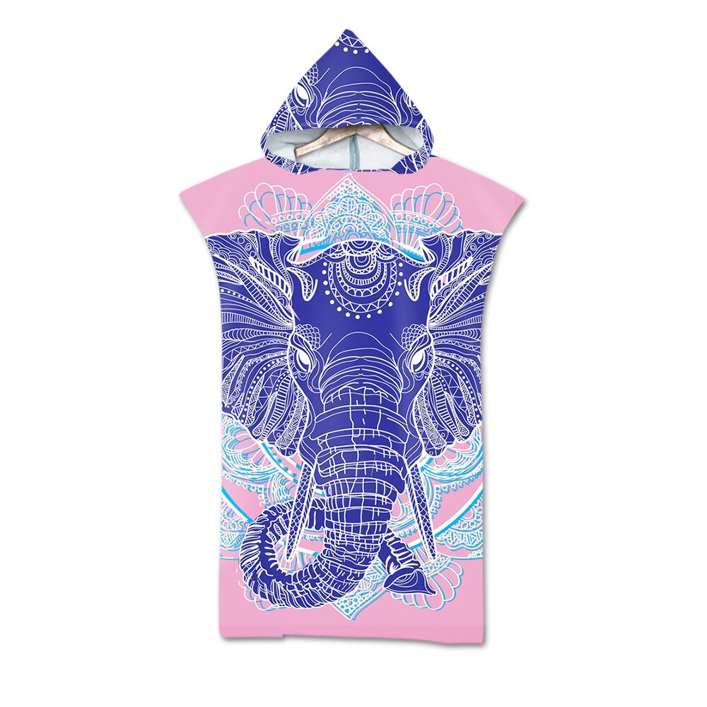 Gedrukt Olifant Volwassen Duikpak Veranderen Gewaden Poncho Hood Sneldrogend Hooded Strandlaken Absorberende Zweet-Absorberende Zwemmen gewaad: color 7