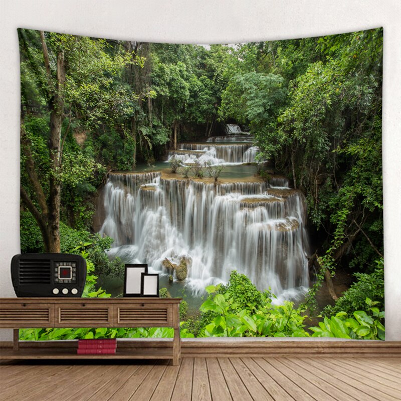 Hermoso paisaje de cascada de impresión de gran tapiz de pared barato hippie tapices de pared bohemio tapiz mandala de pared tapices
