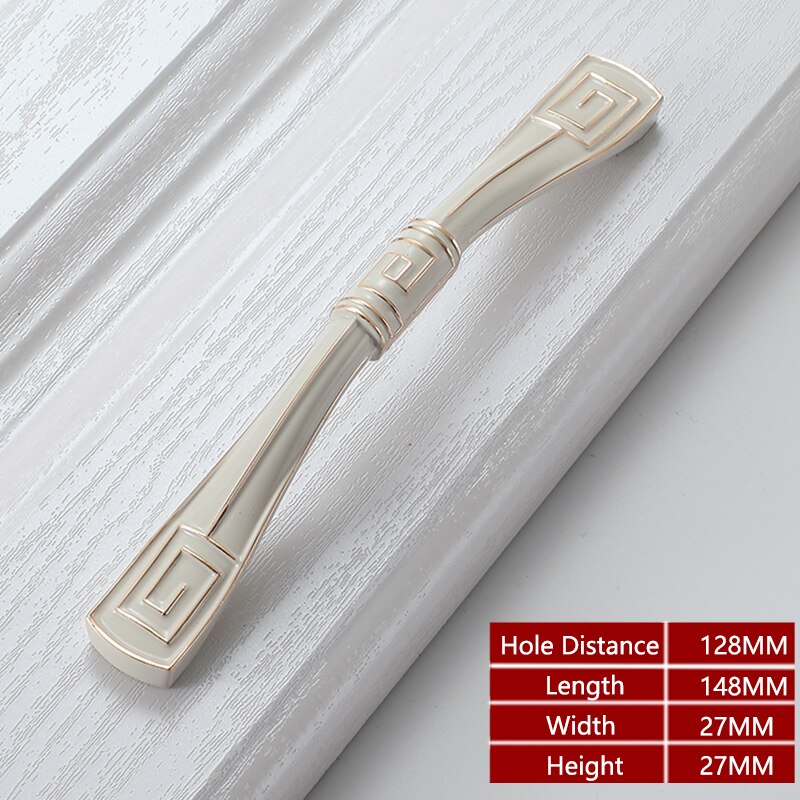 Yutoko lvory vita dörrhandtag och knoppar för skåp köksskåp zinklegering möbelhandtag byrå låda skåp handtag: 957-128mm