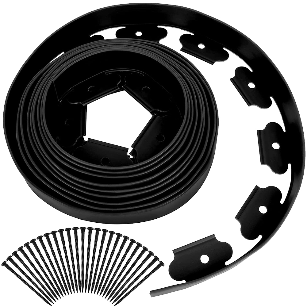 10M Flexible Lawn Edging Kit with 30Pcs Stakes Plastic Edging Border No Dig Garden Border Edging for Garden Flower Beds and Lawn: Yellow