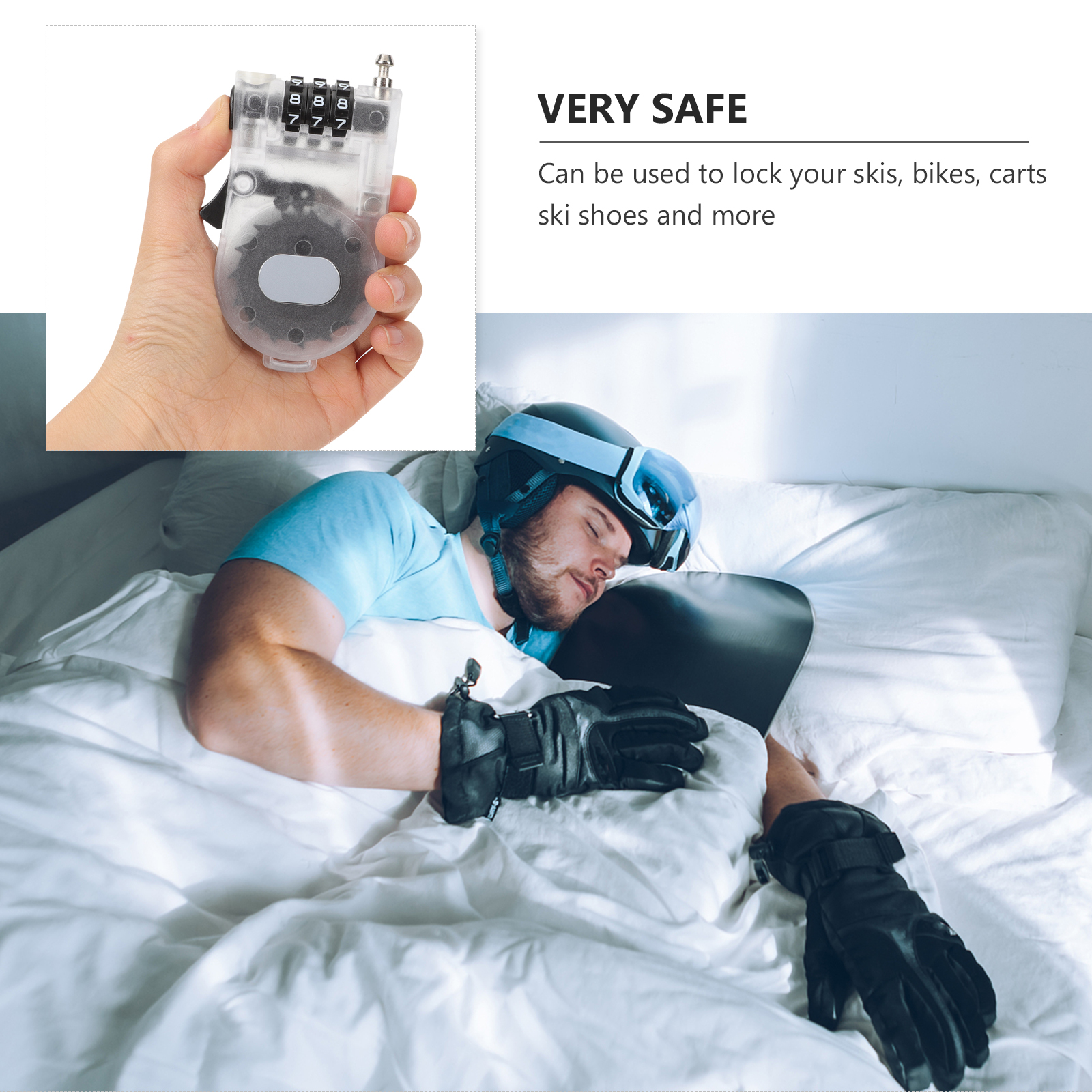 1Pc Combinatie Fietsslot Snowboard Gear Scooter Sloten Ski Lock Snowboarden Gear Fiets Beveiliging Kabelslot Voor Fietsen