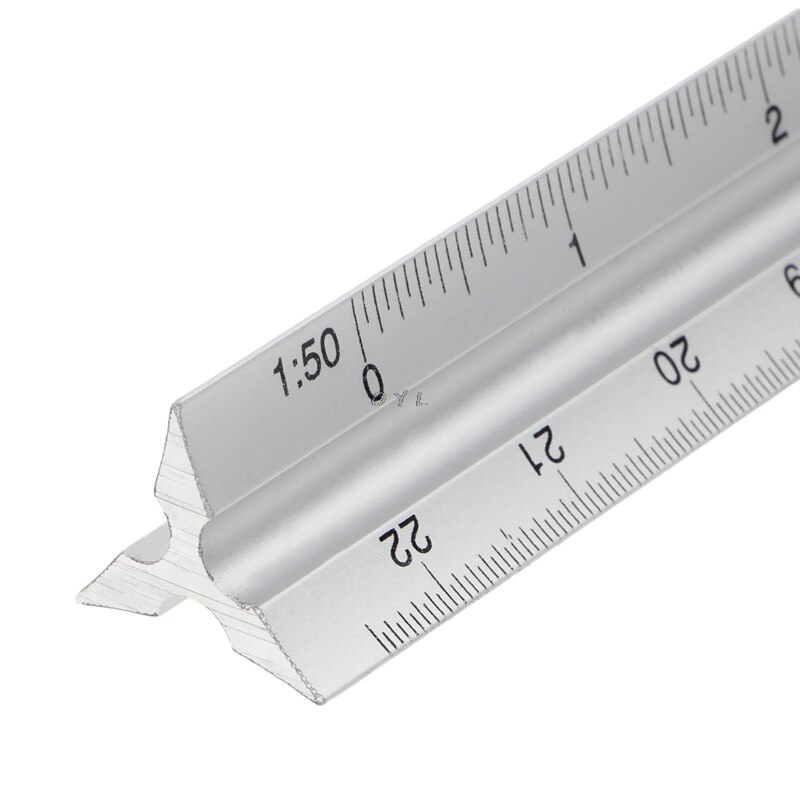 30cm Aluminium Metal Triangle Scale Architect Engineer Technical Ruler 12"