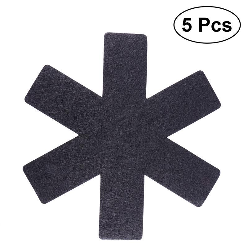 5pcs Pot & Pan Protectors Gray Print Premium Divider Pads to Prevent Scratching Separate and Protect Surfaces for Cookware: Black