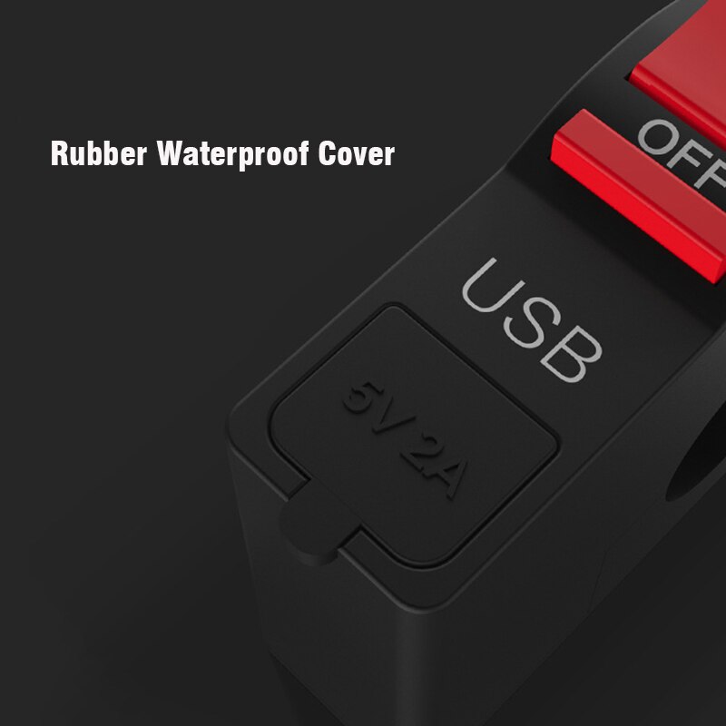 Interrupteur universel pour guidon de moto, 12V, bouton marche/arrêt de 22mm, 7/8 pouces, avec chargeur USB, connecteur étanche à 4 fils
