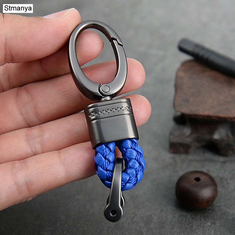 Neue handgewebte Leder Auto Schlüsselanhänger Männer Frauen Seil Schlüsselanhänger Taille Schlüsselanhänger Charme Metall Schlüsselhalter Schmuck: Braun