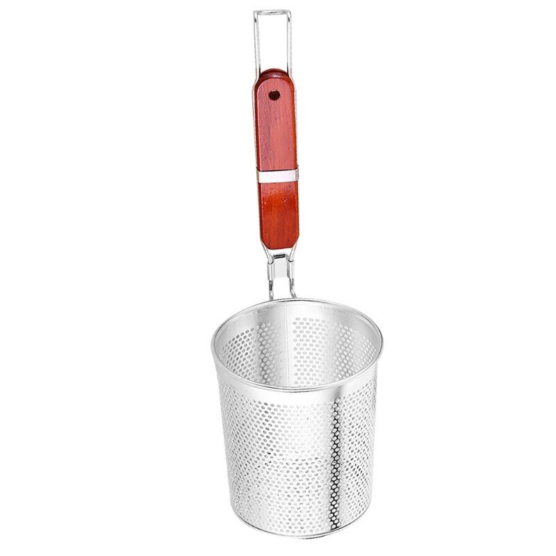 Stainless Steel Mesh Spider Strainer for Pasta Fine Sieve Mesh Strainer with Comfortable Wooden Handle Durable D08 21: 14