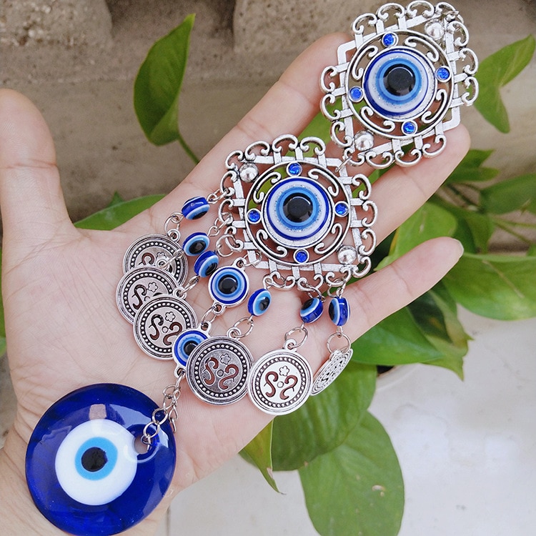 Blauw Glas Boze Oog Sieraden Hanger Decoratie Kettingen Ring Accessoires Mode Lucky Turkse Griekse Vrouwen Ketting Bevindingen