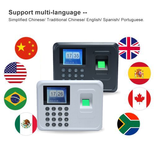 Intelligente Biometrische Vingerafdruk Wachtwoord Aanwezigheid Machine Werknemer Controleren-in Recorder 2.4 inch TFT Lcd-scherm DC 5 v Tijd