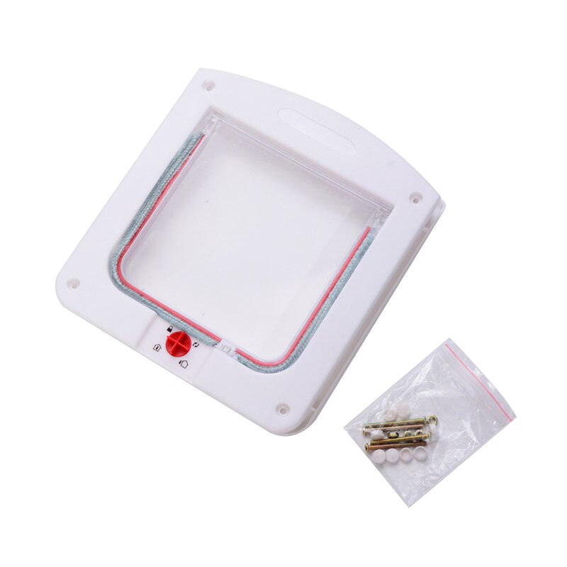 pawstrip 4 Way Lockable Cat Flap Door Small Dog Door Gate Safe Cat Door Flap Pet Tunnel Door For Cat 22*20*3cm White Coffee