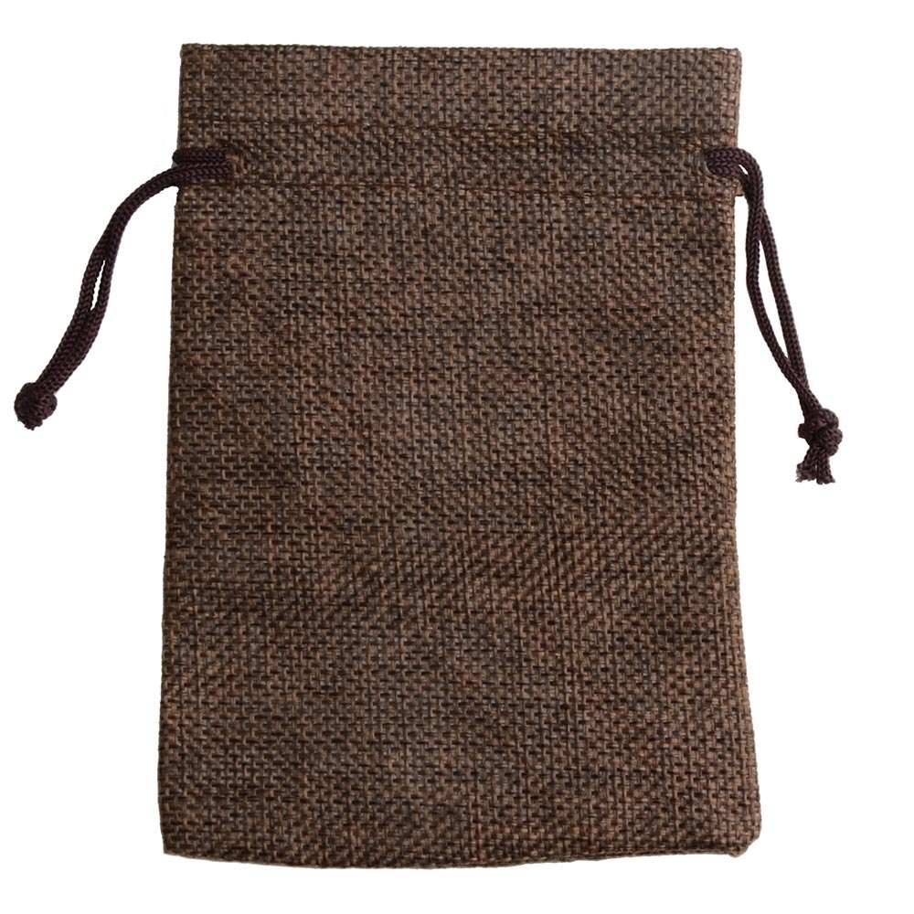25 Stks/partij Trekkoord Jute Jute Zak Vlas Tassen Sieraden Verpakking Zakken Voor Bruiloft Snoep Tas Kan Afdrukken Logo: S / Bruin