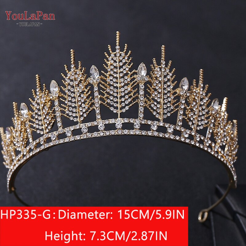 TOPQUEEN HP326 Zirkonia Hochzeit Tiara für Braut-Prinzessin Tiara Stirnband Braut Krone Braut Haar Zubehör für Frauen Tiara: HP335-G