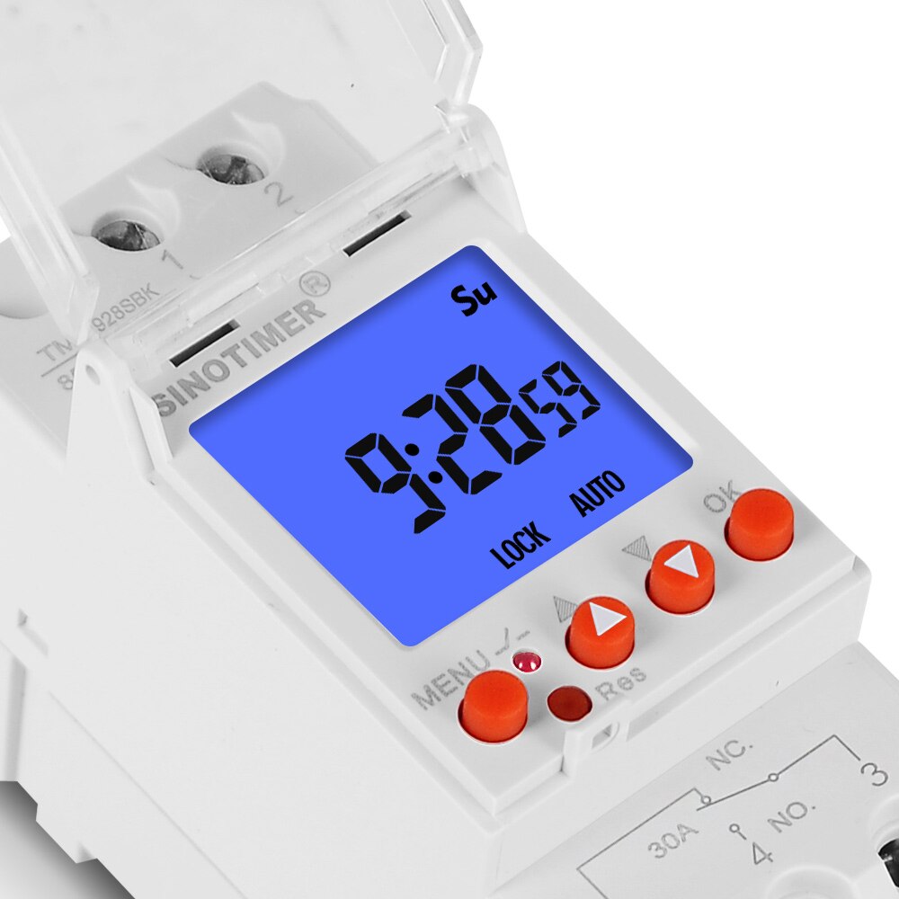 TM928SAKL/SBKL Second Timer Programmable Electronic Time Clock 16/30A 110/220V LCD Backlight Display Timer with Lock Function