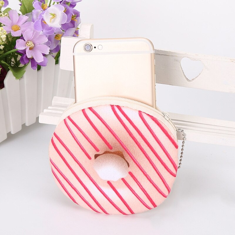 1pc Cute Cartoon Coin Purse Donuts Zipper Change Wallet Card Holder Women Student