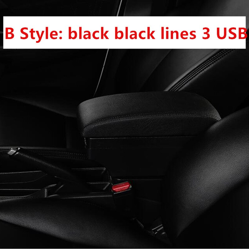 for Renault zoe armrest box leather arm rest usb storage box accessories center console automobile decoration car-styling: B black black line