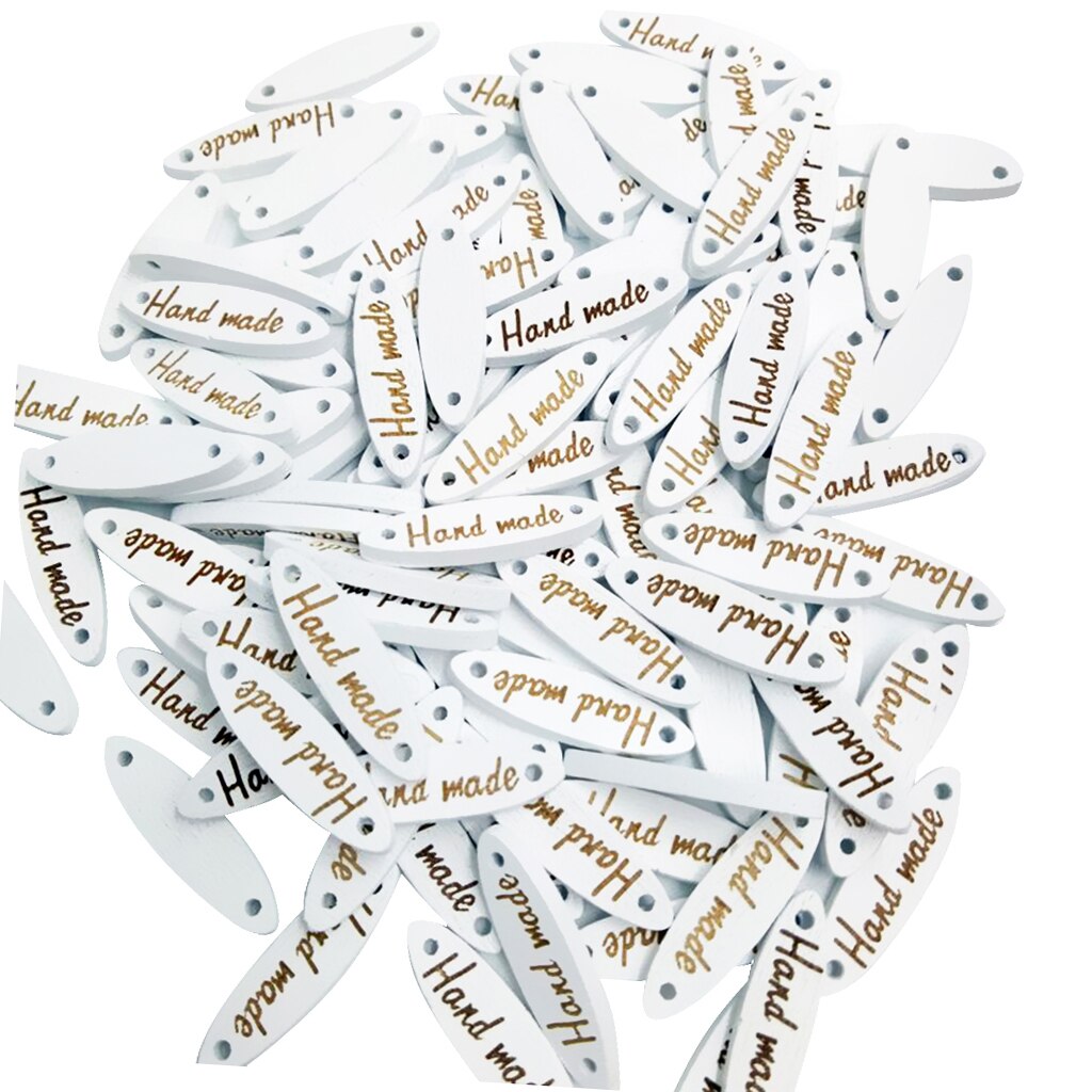 100 stuks label "handgemaakt" label genaaide labels handgenaaide knoop houten knopen