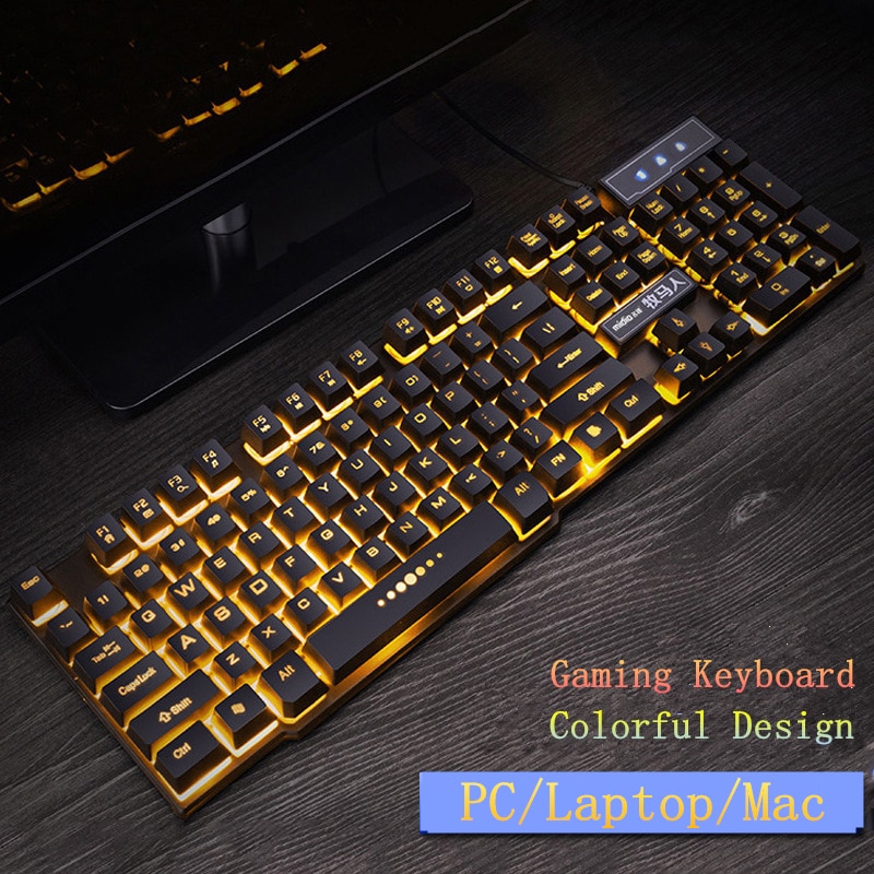 Colorful Gaming Mechanical Feel Keyboard USB Wired Ergonomic RGB Backlight Office Business Keyboard For Laptop Desktop PC