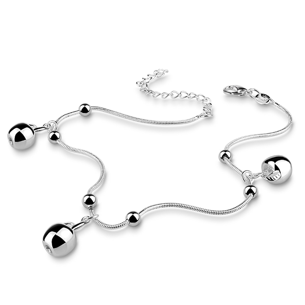 Fotarmband solid 925 silver fotlänkar äpple fotlänk smycken för kvinnor tjej kvinnlig fotled dam silver smycken charm fotlänk