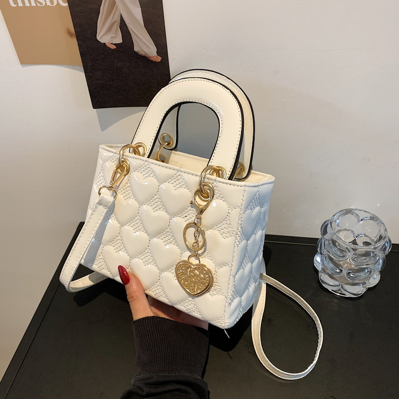Handtas Dames Luxe Totes Mode Klassieke gewatteerde tas met vierkant handvat Dames Crossbody schoudertassen: WHITE